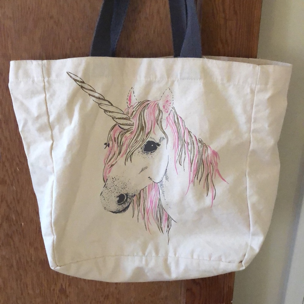 Large unicorn canvas tote